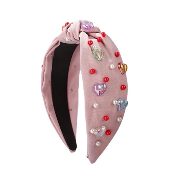 Pink Multi Color Heart Accented Headband - Picture 1 of 3